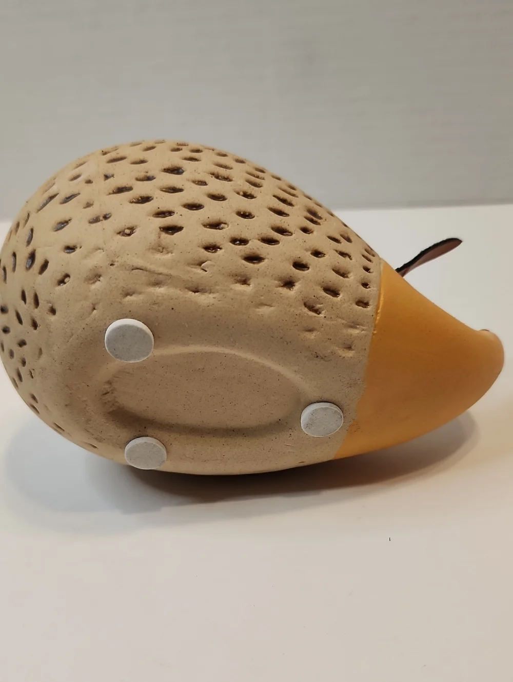 Handcrafted Hedgehog Pottery Vase Flesh and Beige Color With Brown Accents
